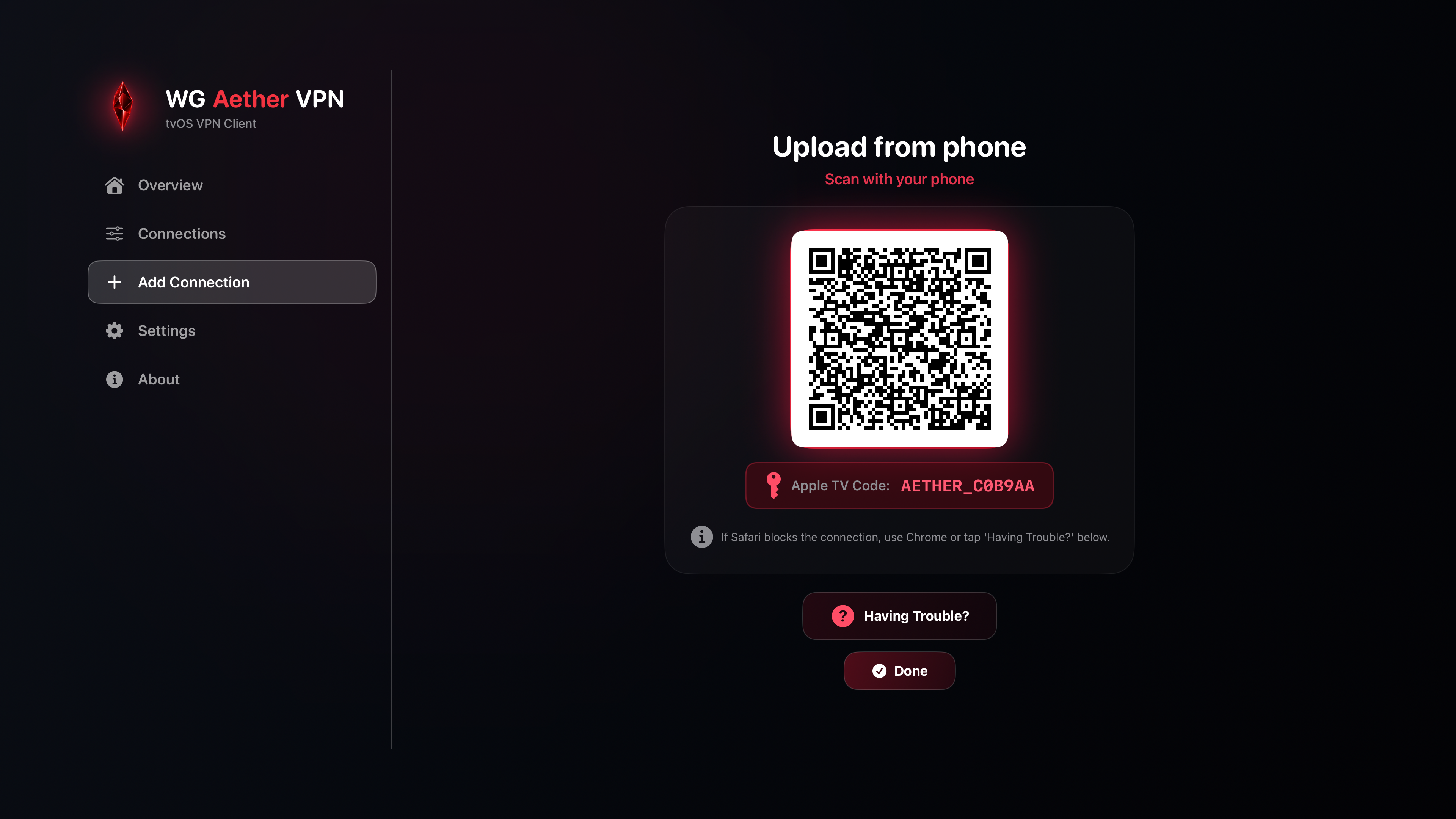 WG Aether VPN macOS QR Companion